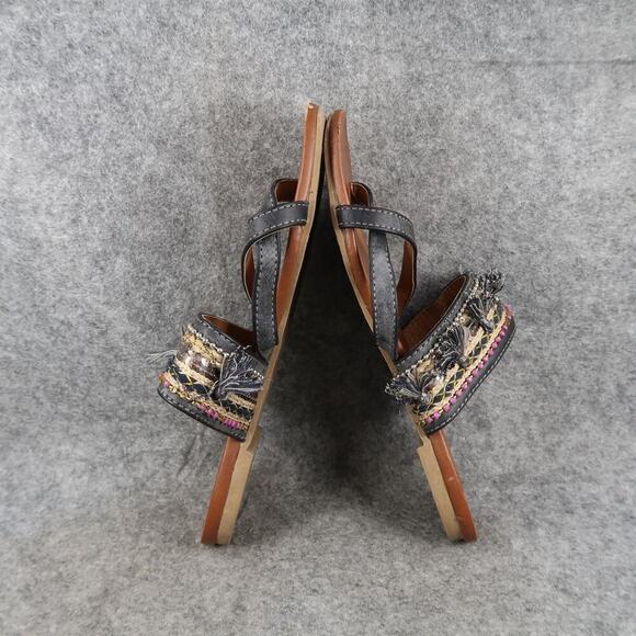 Maurices Shoes Womens 8 Sandals Slip On Toe Ring Slide Boho Tassel Comfort Flats - Picture 8 of 11